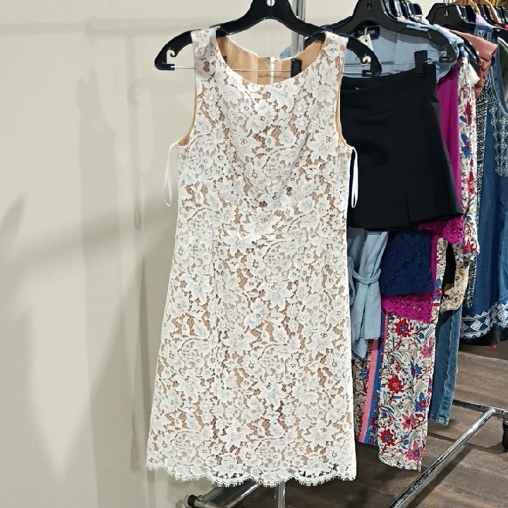 Michael Kors White Lace Midi Dress. Size 8. Perfect For Rehearsal Dinner, Weddin